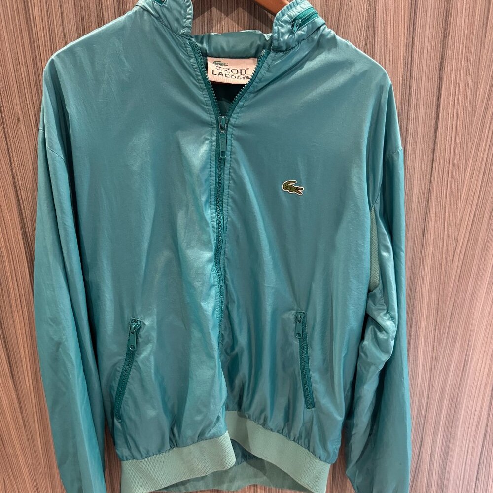 80s/90s Vintage Izod Lacoste Windbreaker Jacket Men’s L – Teal Nylon Zip Up
